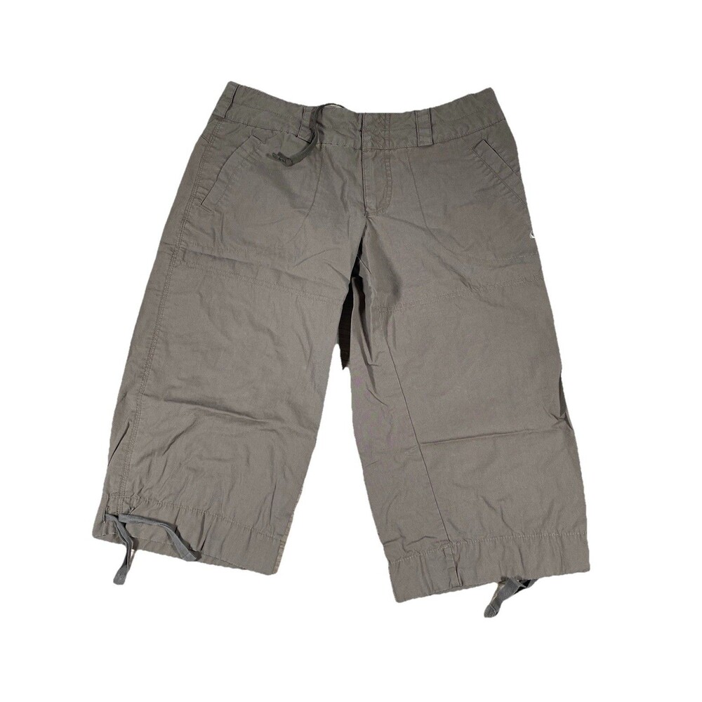Nike Women’s Brown Cargo Capri Pants Size M Drawstring 100% Cotton Casual